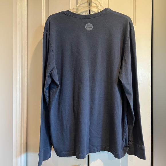 LIFE IS GOOD❄️ Navy, Long Sleeve Crusher T - Snowshoes and Pup - Picture 6 of 7